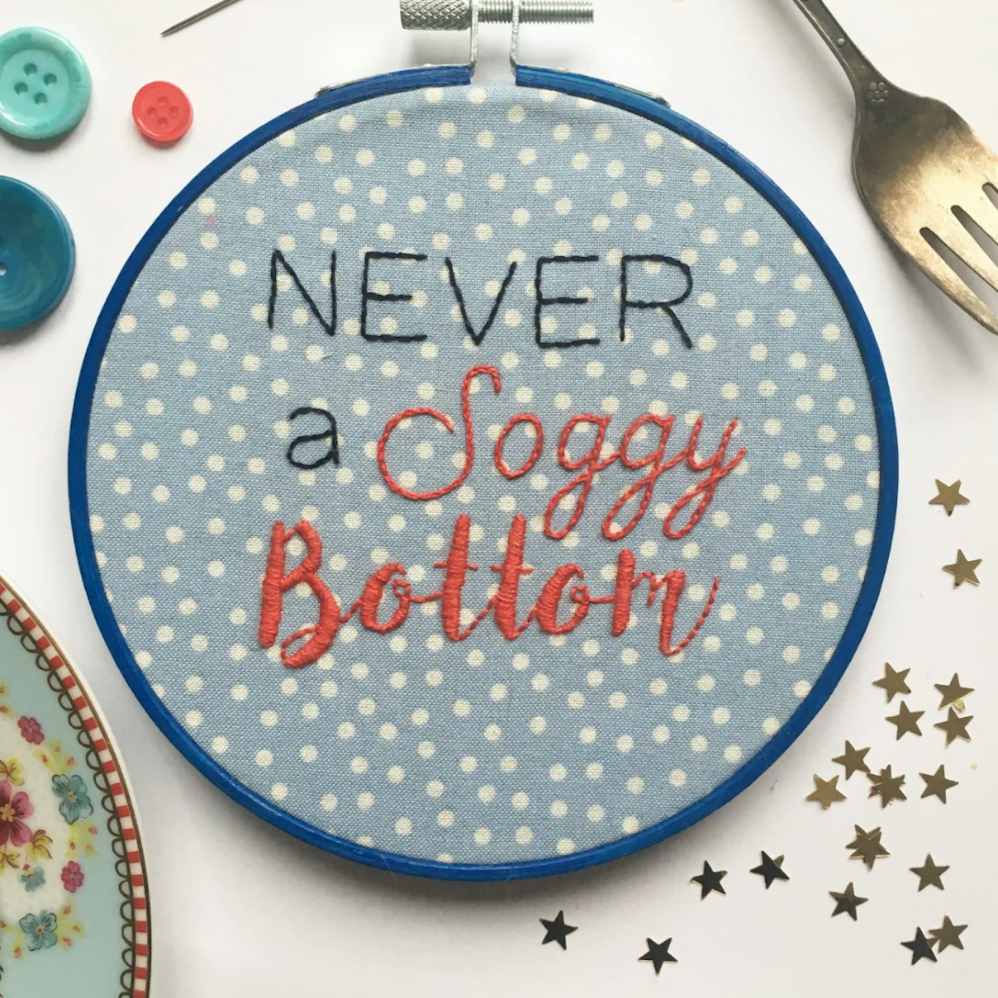 Soggy Bottom Bake Off inspired embroidery hoop art