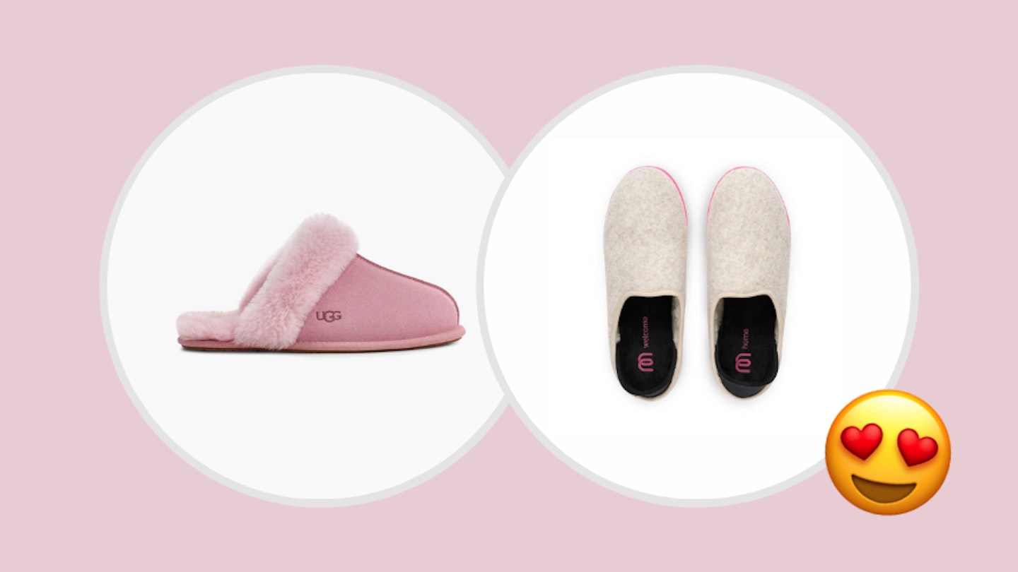 The best slippers for women - a collection of slippers on pink background