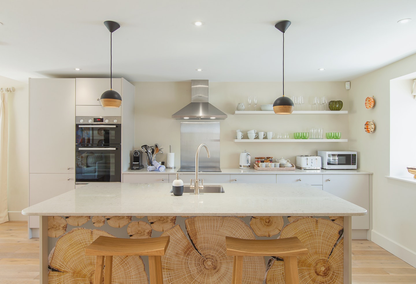 Open plan kitchen, The Wood Store, Starr Holiday Homes