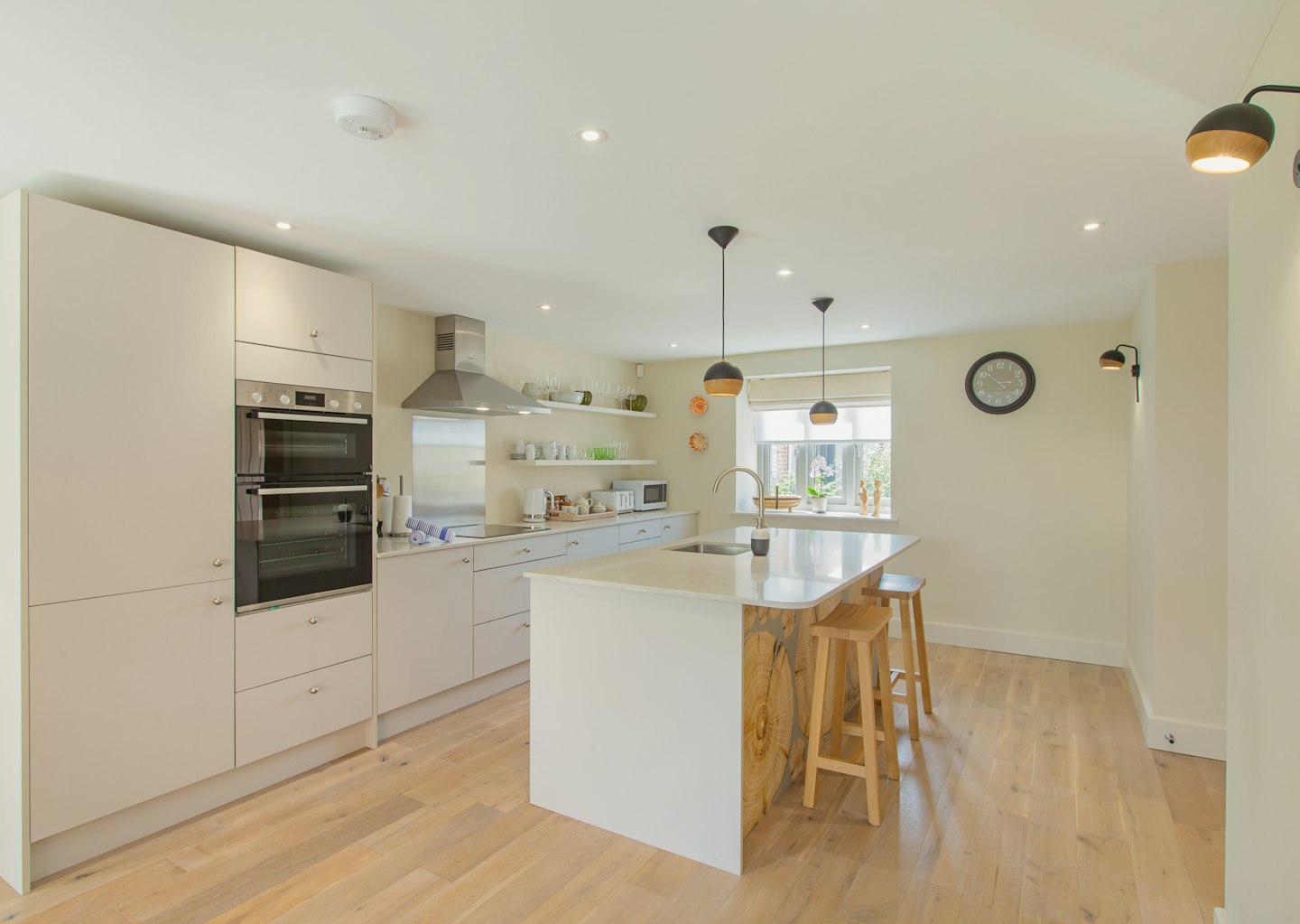 Open-plan kitchen, The Wood Store, Starr Holiday Homes