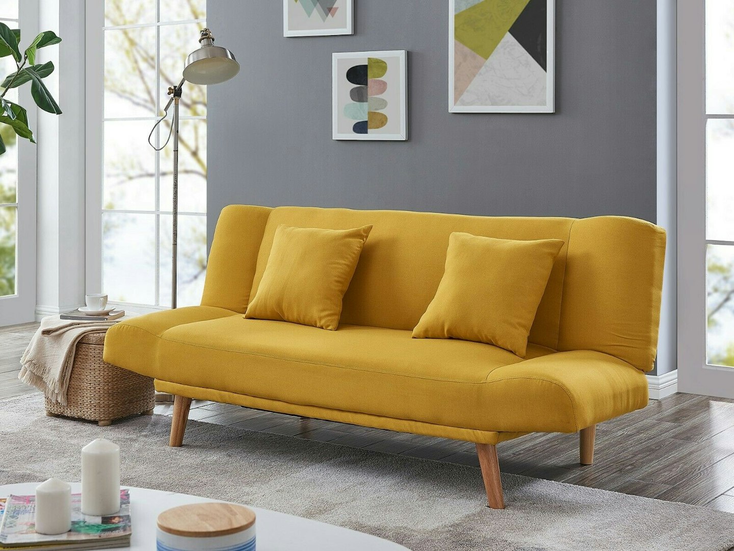 Three Seater Mustard Sofa Bed, £249.99