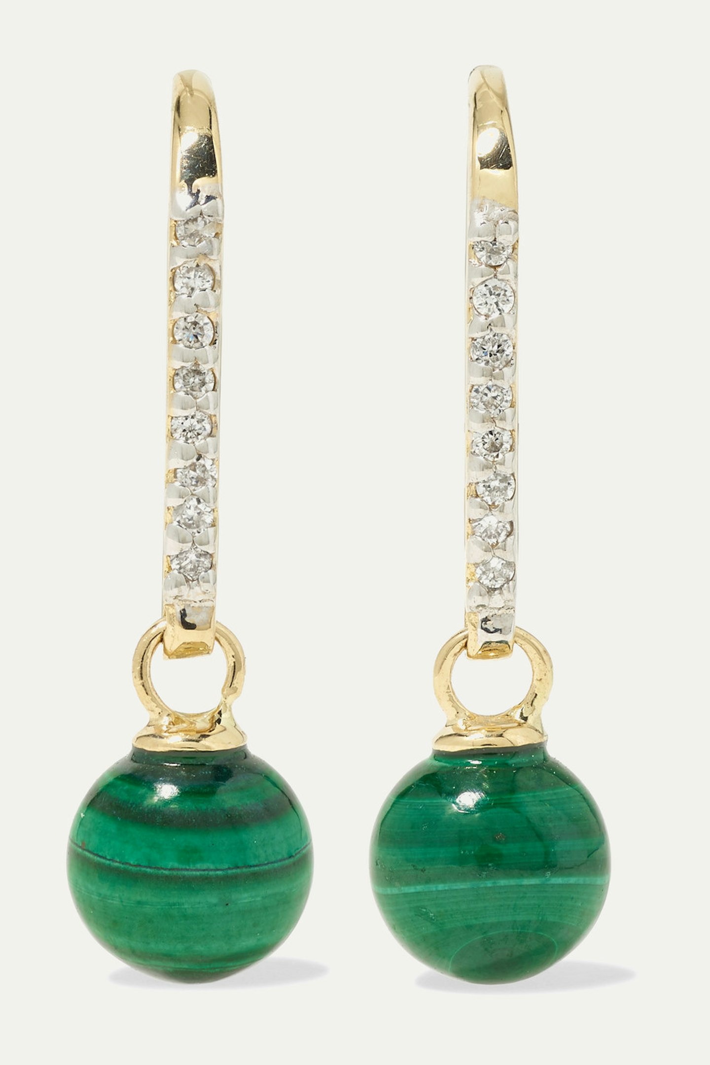 MATEO, 14-Karat Gold, Malachite And Diamond Earrings, £480