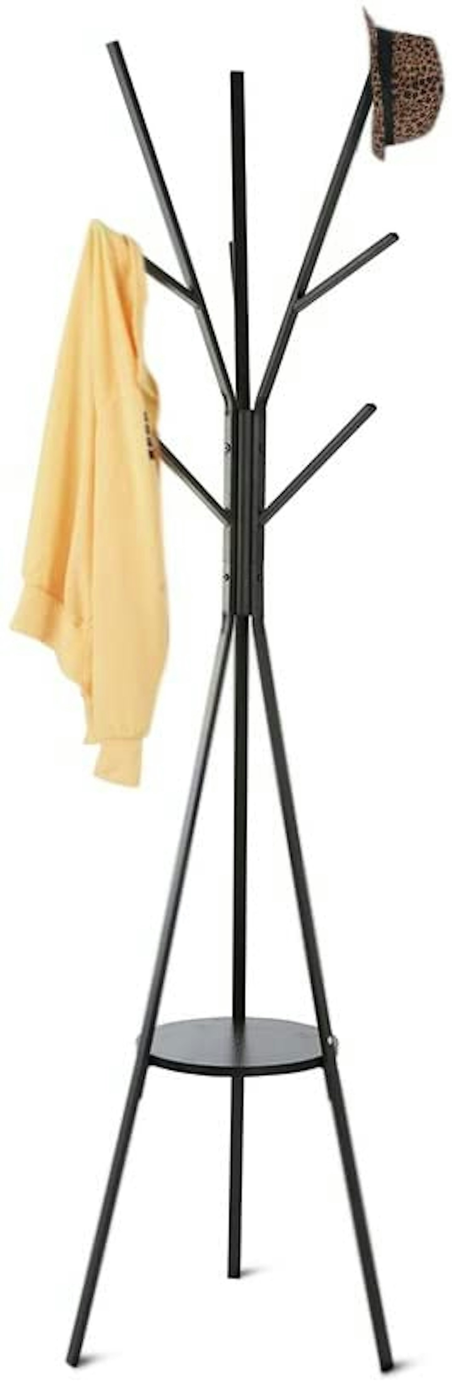 Amazon, HOME BI Coat Rack Stand, Coat Hanger with 9 Hooks for Holding Jacket, Hat (Black), £29.99