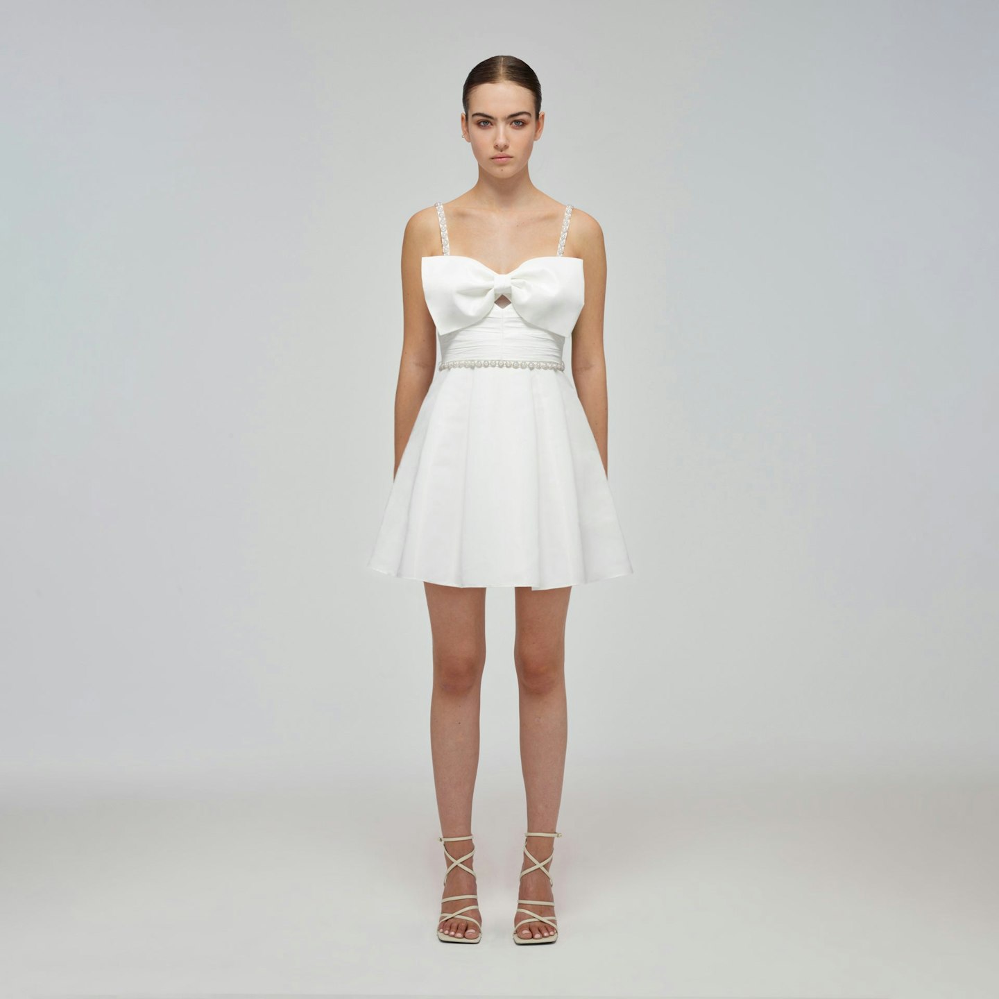 Self-Portrait, White Taffeta Bow Mini Dress, £350