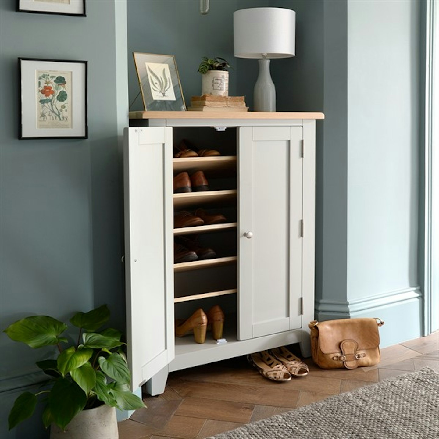 Cotswold Company, Chester Dove Grey Large Shoe Cupboard, £465