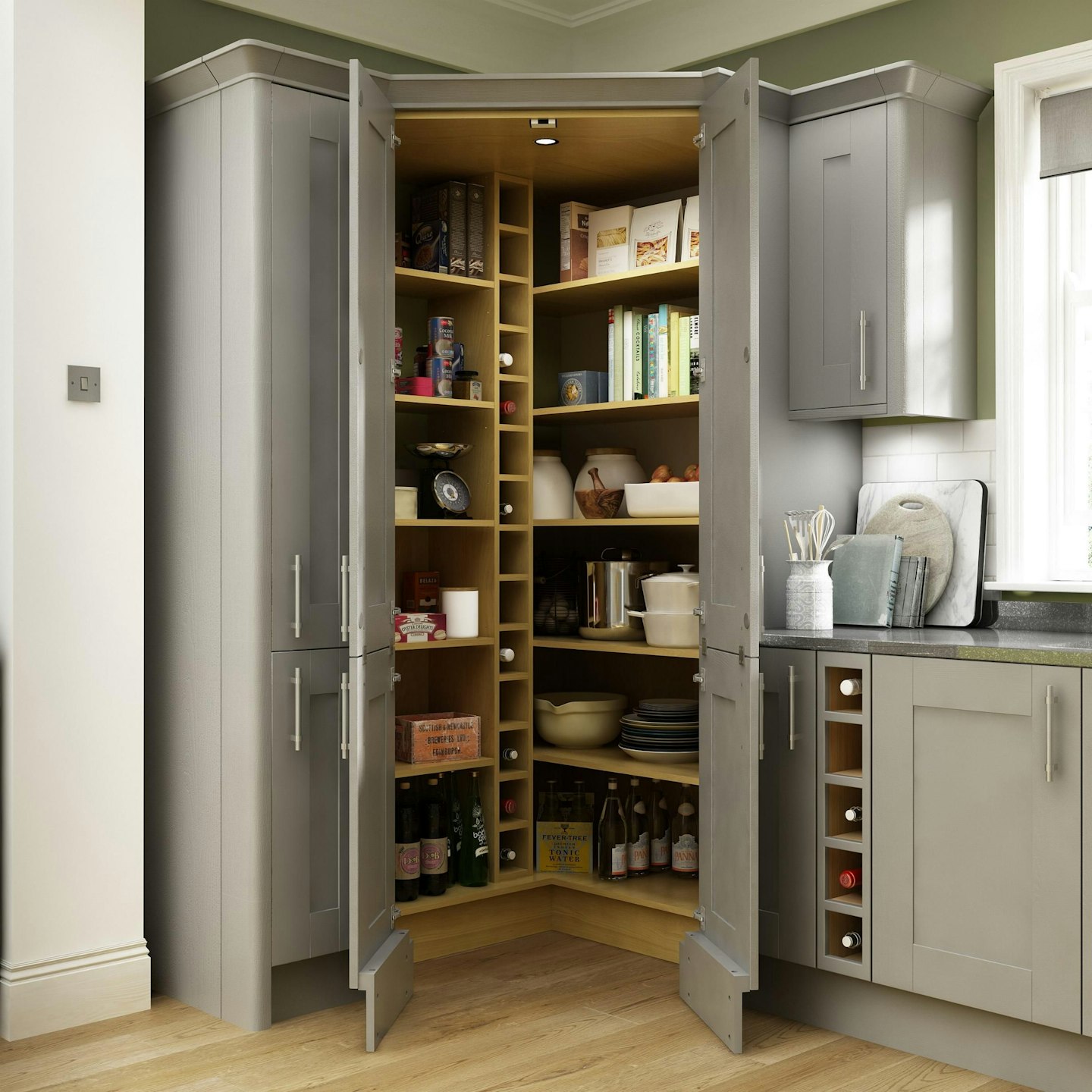 kitchen storage ideas - corner kitchen cupboard larder pantry