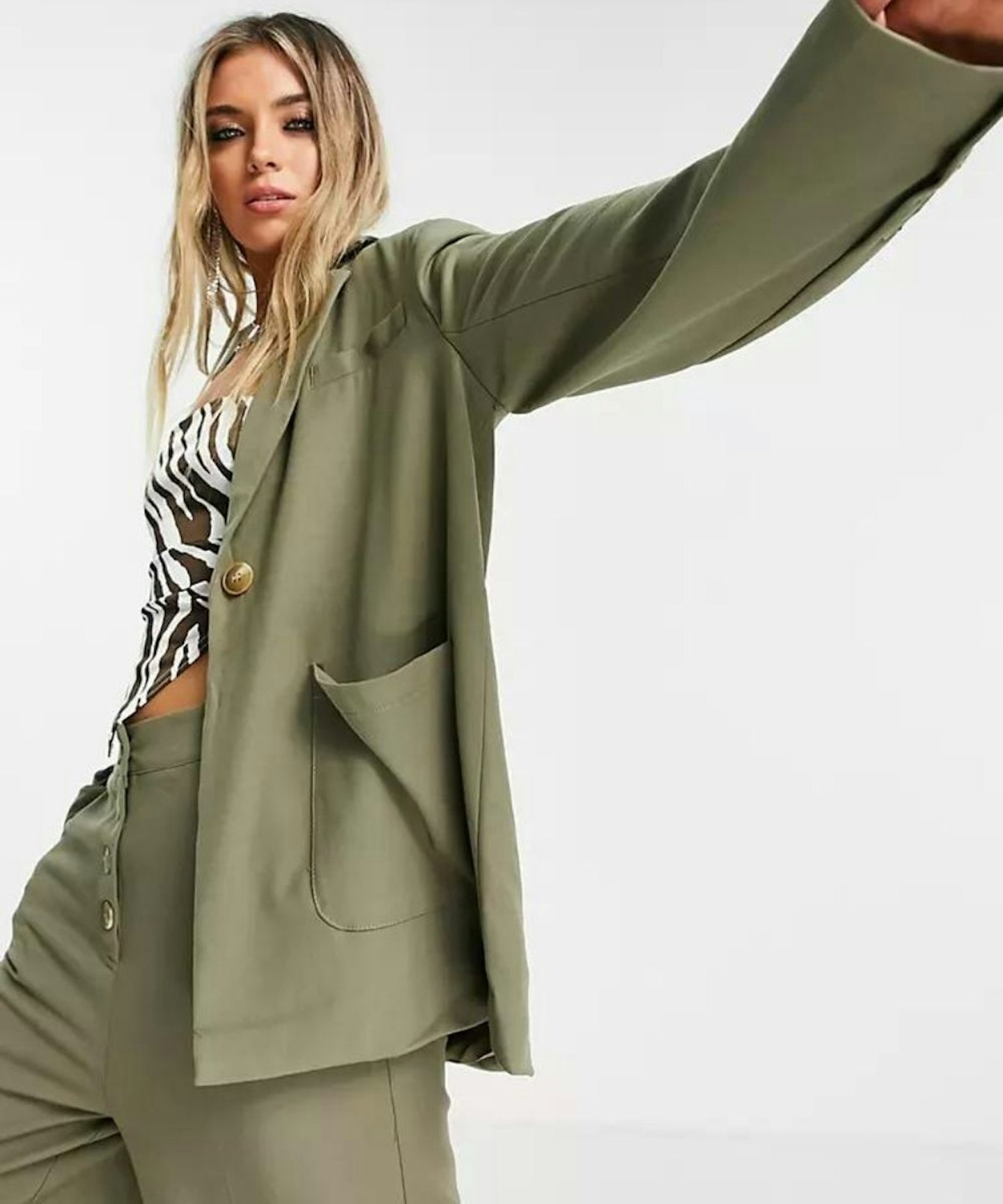 4th & Reckless Oversized blazer Co Ord in olive