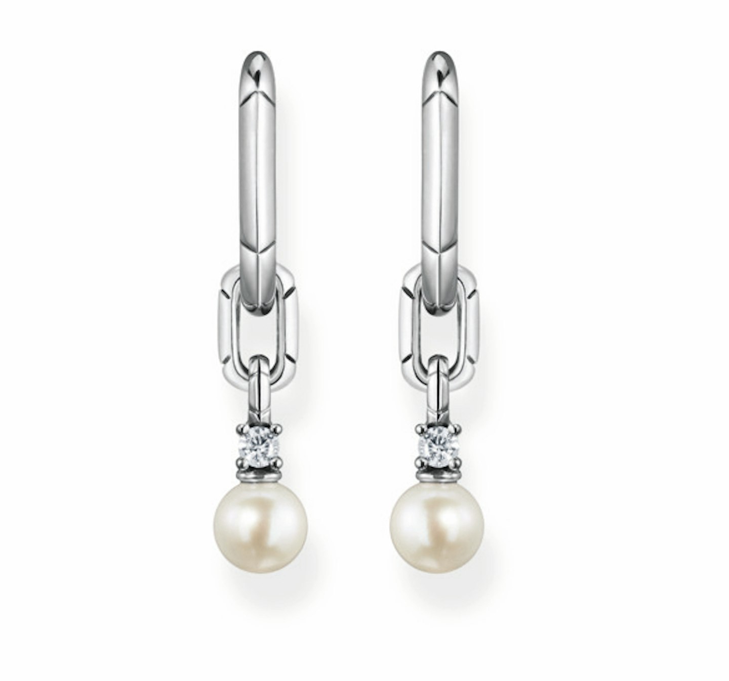 Links and Pearls Hoop Earrings
