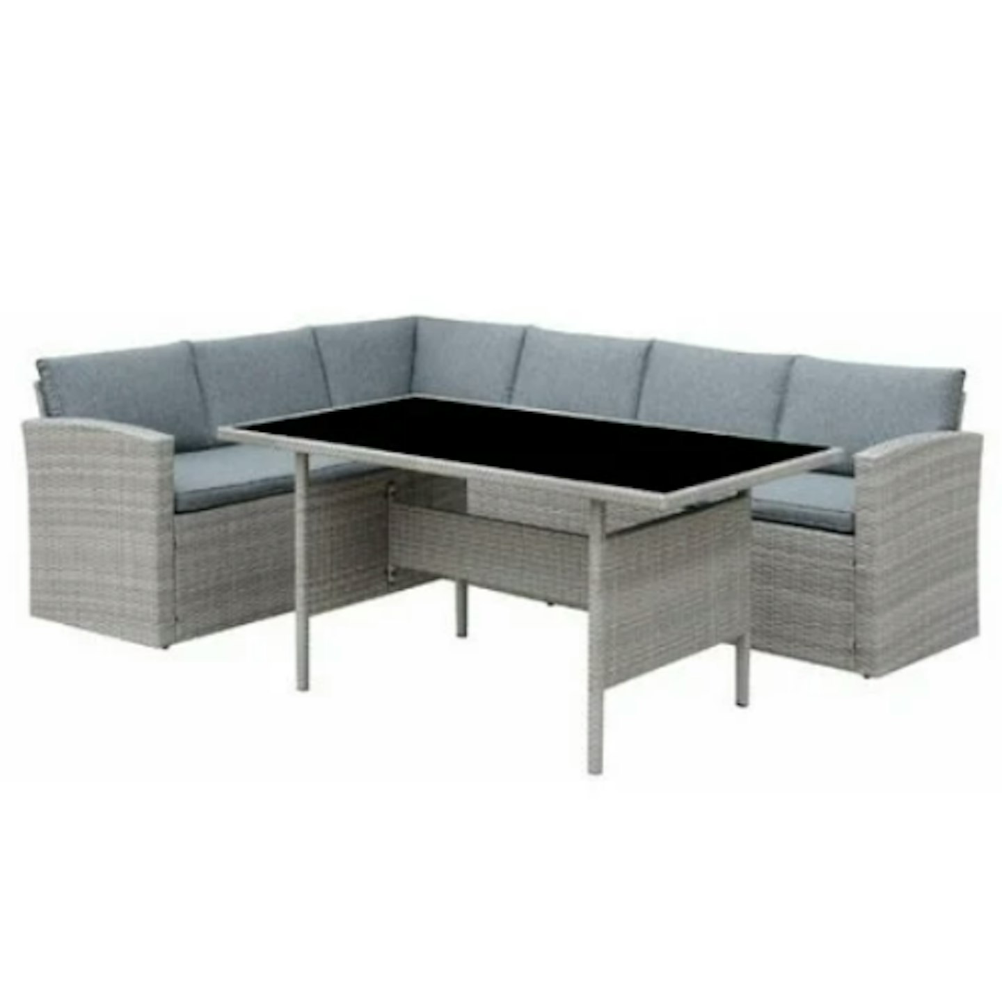 Corner Rattan Sofa Set for Outdoors with Dining Table