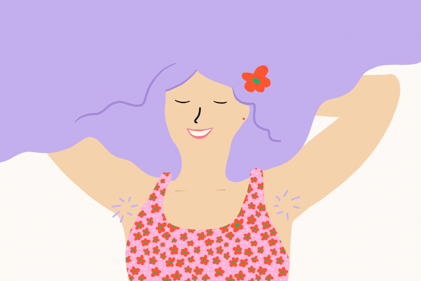 cartoon woman with armpits exposed