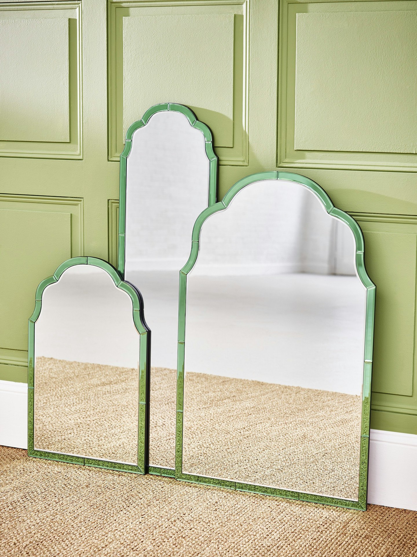 Oliver Bonas, Aurora Green Glass Wall Mirror, £125