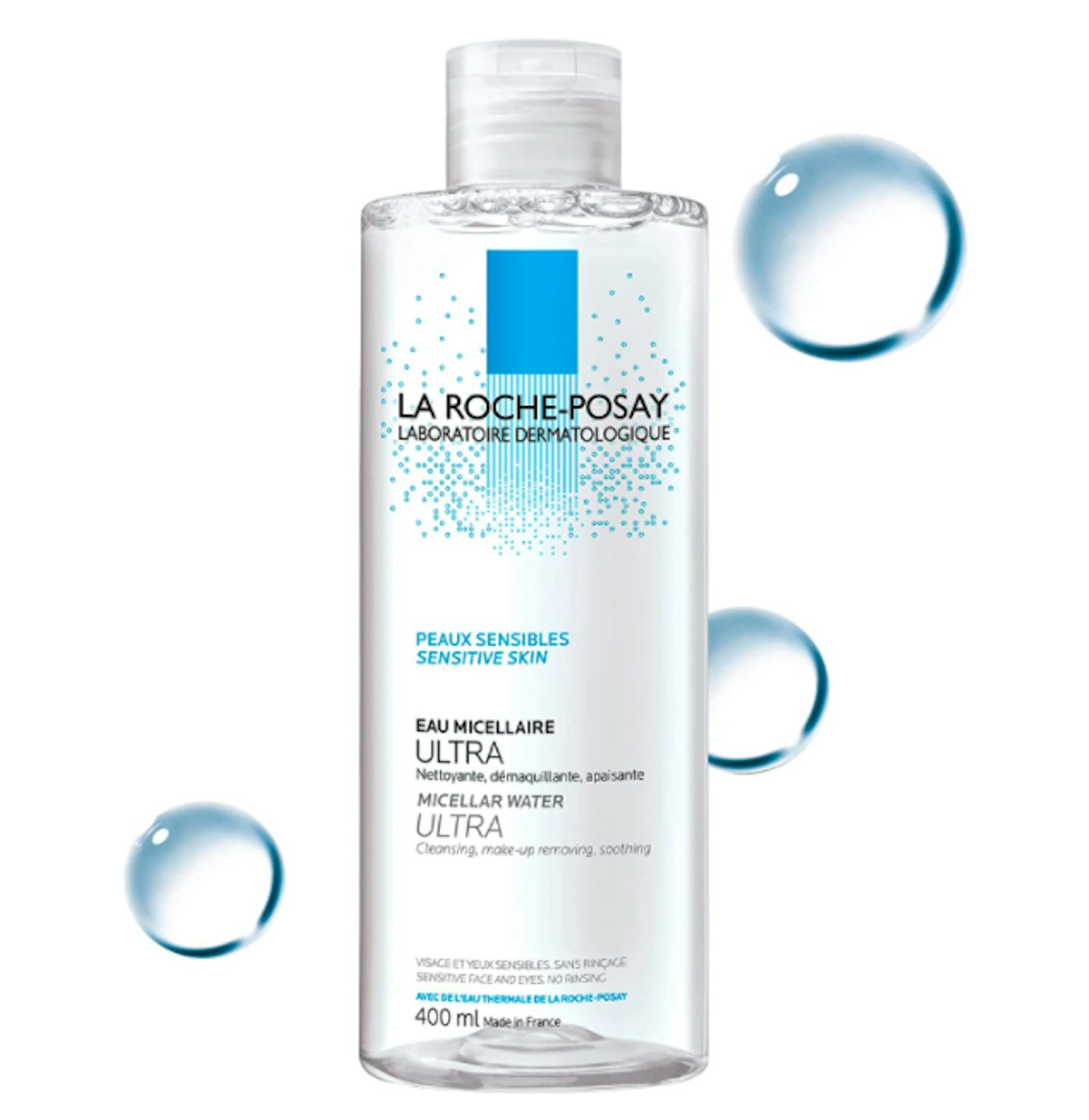 A picture showing the packaging of the featured micellar water product.