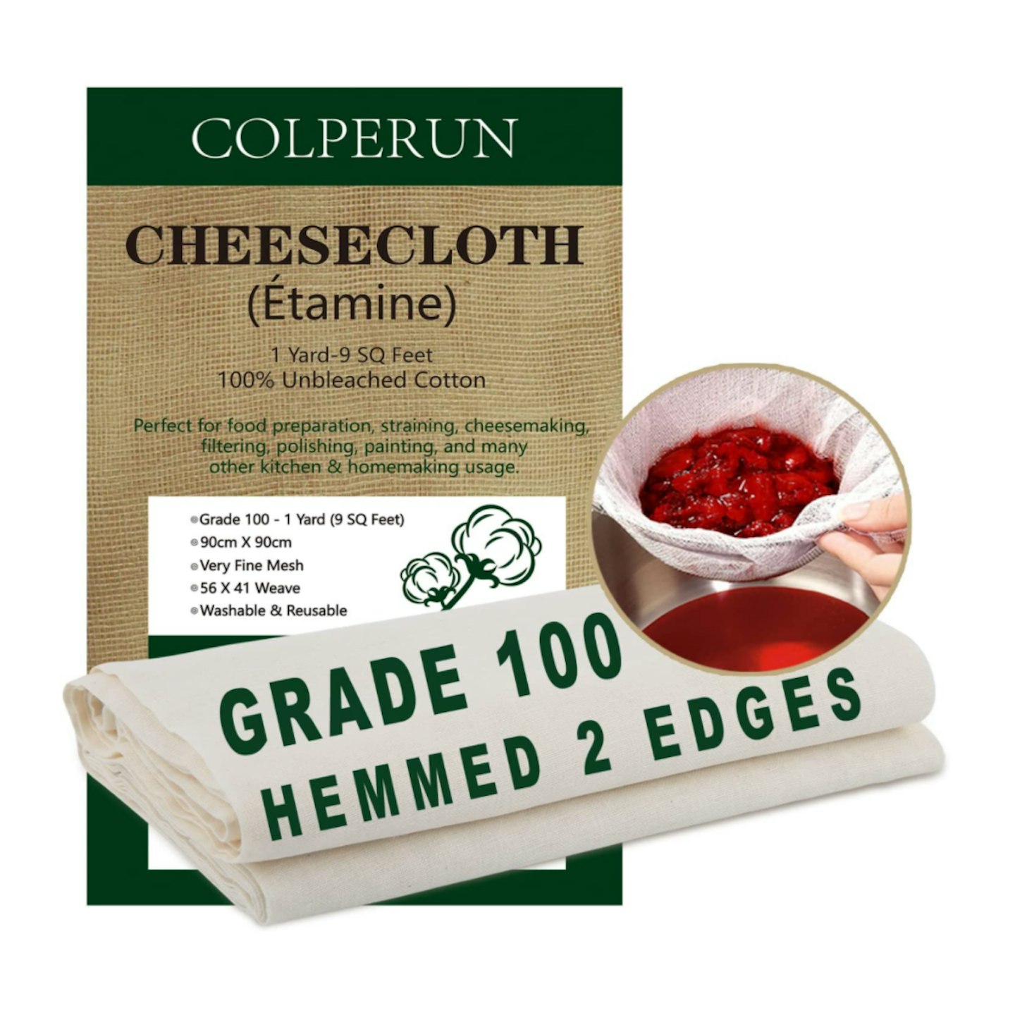 Colperun Cheesecloth, Grade 100, 9 Sq Feet
