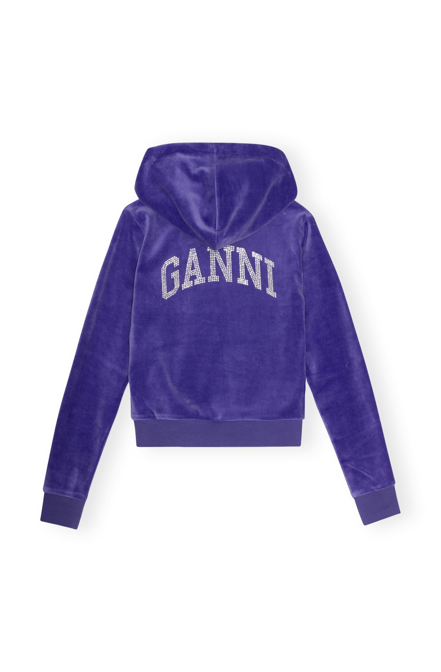 GANNI x Juicy Couture Velvet Track Zipper Hoodie Sweatshirt Iris, £175