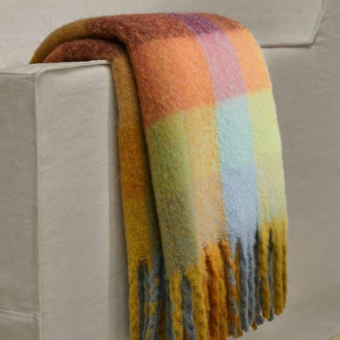 Mango, Check Blanket With Fringes, WAS £49.99 NOW £35.99