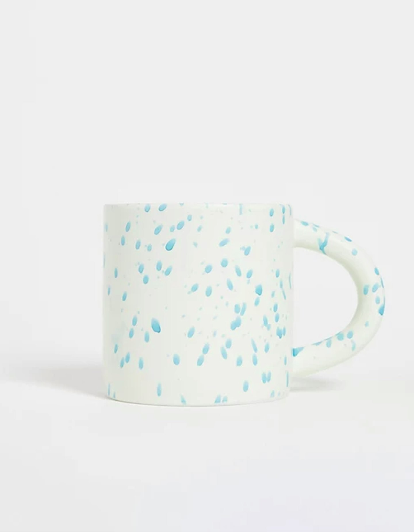 Monki, Monki mug in cream with blue splatter print, £6