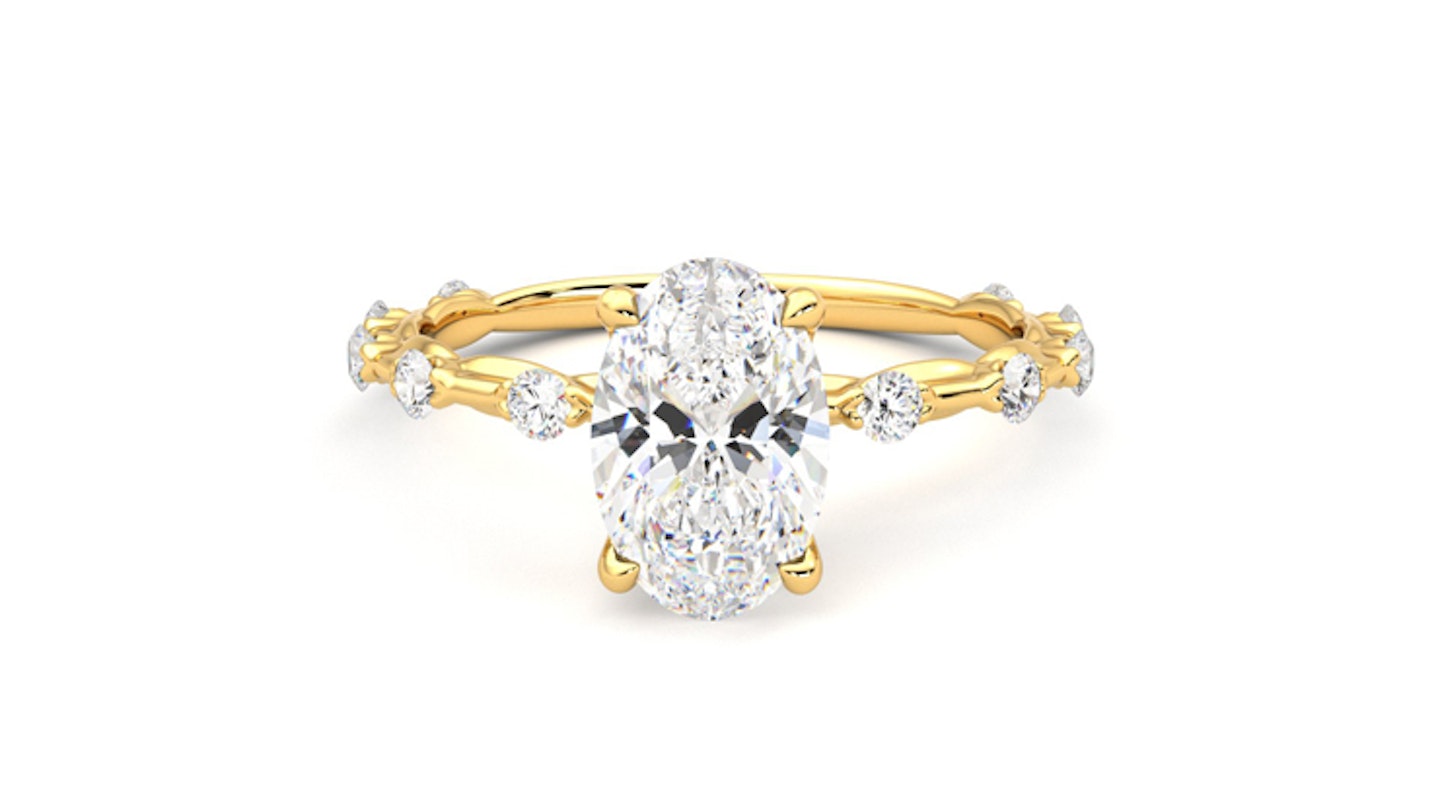 Taylor & Hart, Confetti Oval Centre with Petite Petal Set Diamond Band