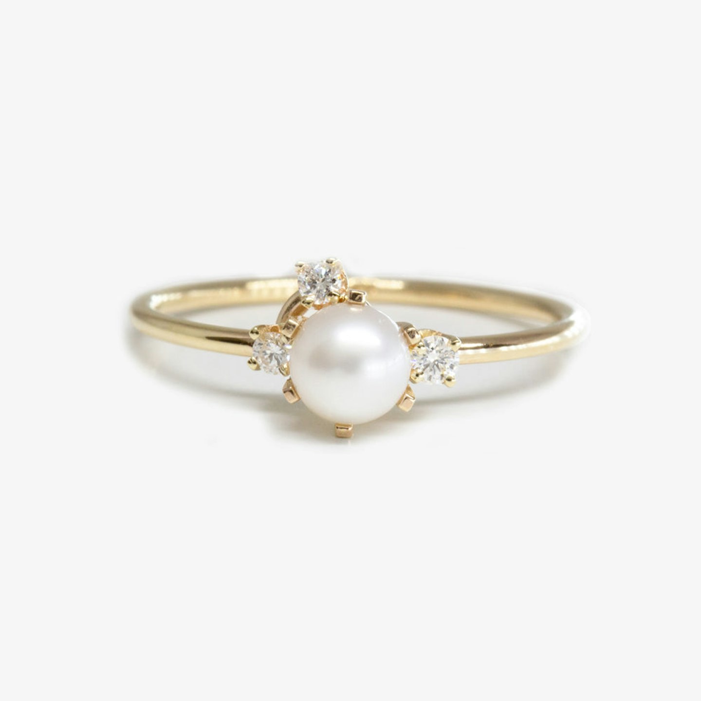 The Alkemistry, Poppy Finch 14ct yellow gold pearl and diamond cluster ring, £450