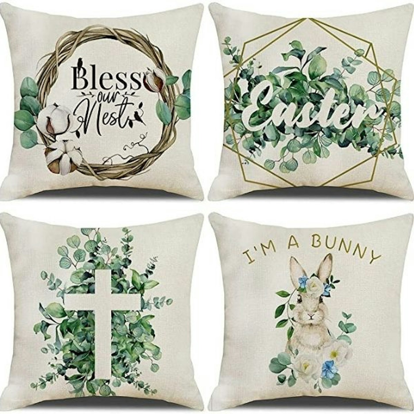 Easter Pack of 4 Rabbit Cushion Covers