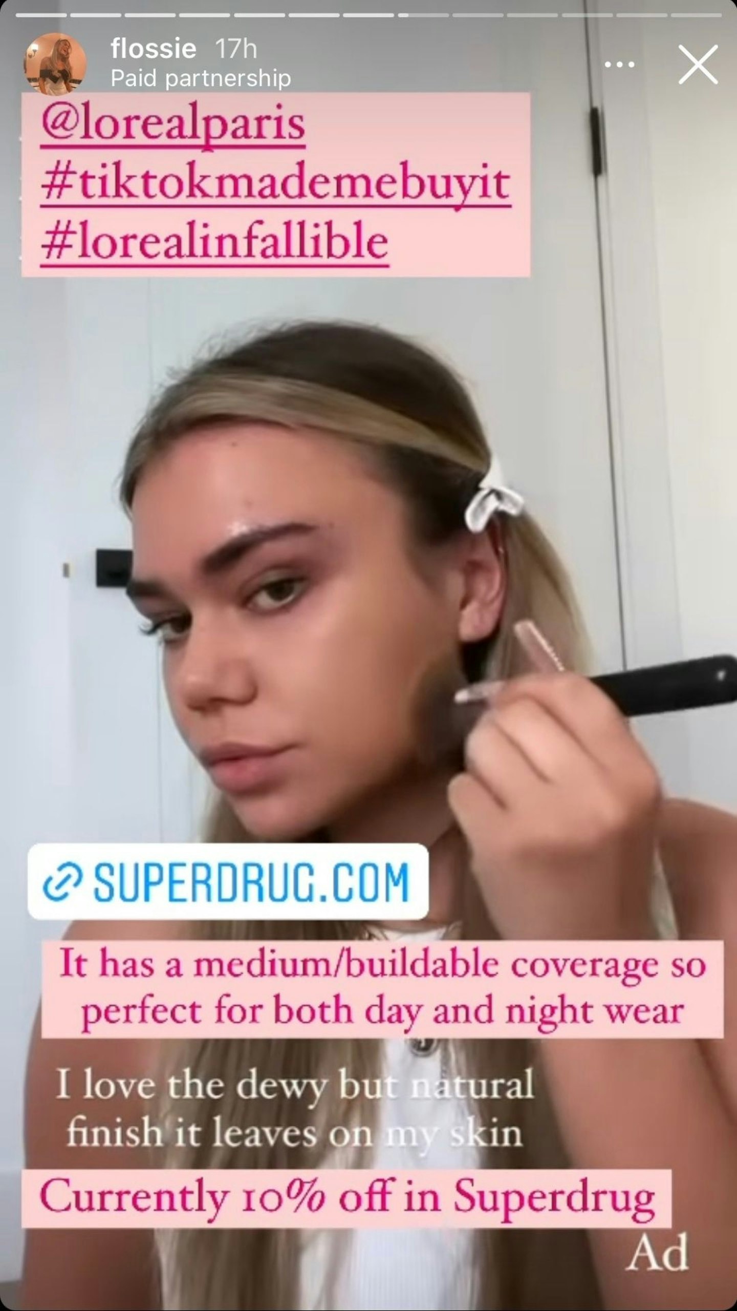 Flossie reveals her go-to 'glowy' foundation and it's just £8
