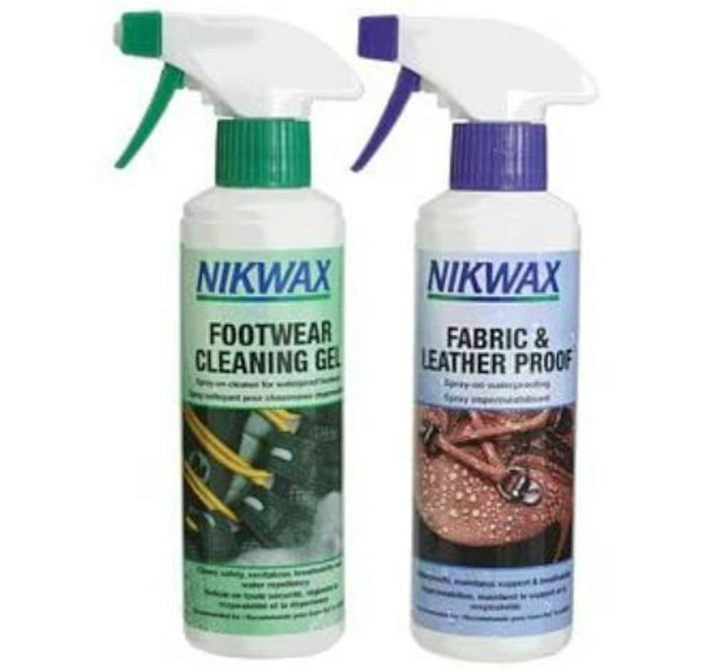 Nikwax Footwear Cleaning Gel Spray and Fabric & Leather Proof Spray 300ml