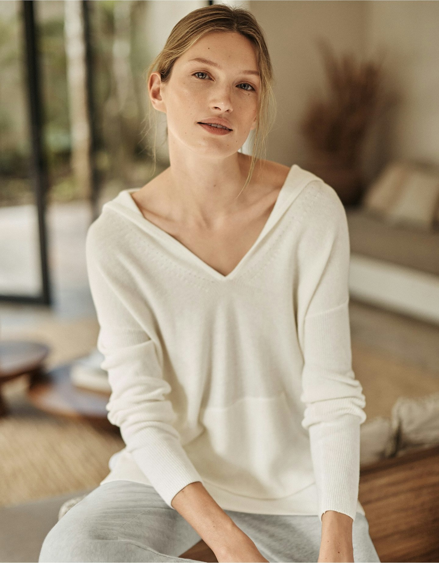 The White Company, Ribbed Knitted Hoodie, £75