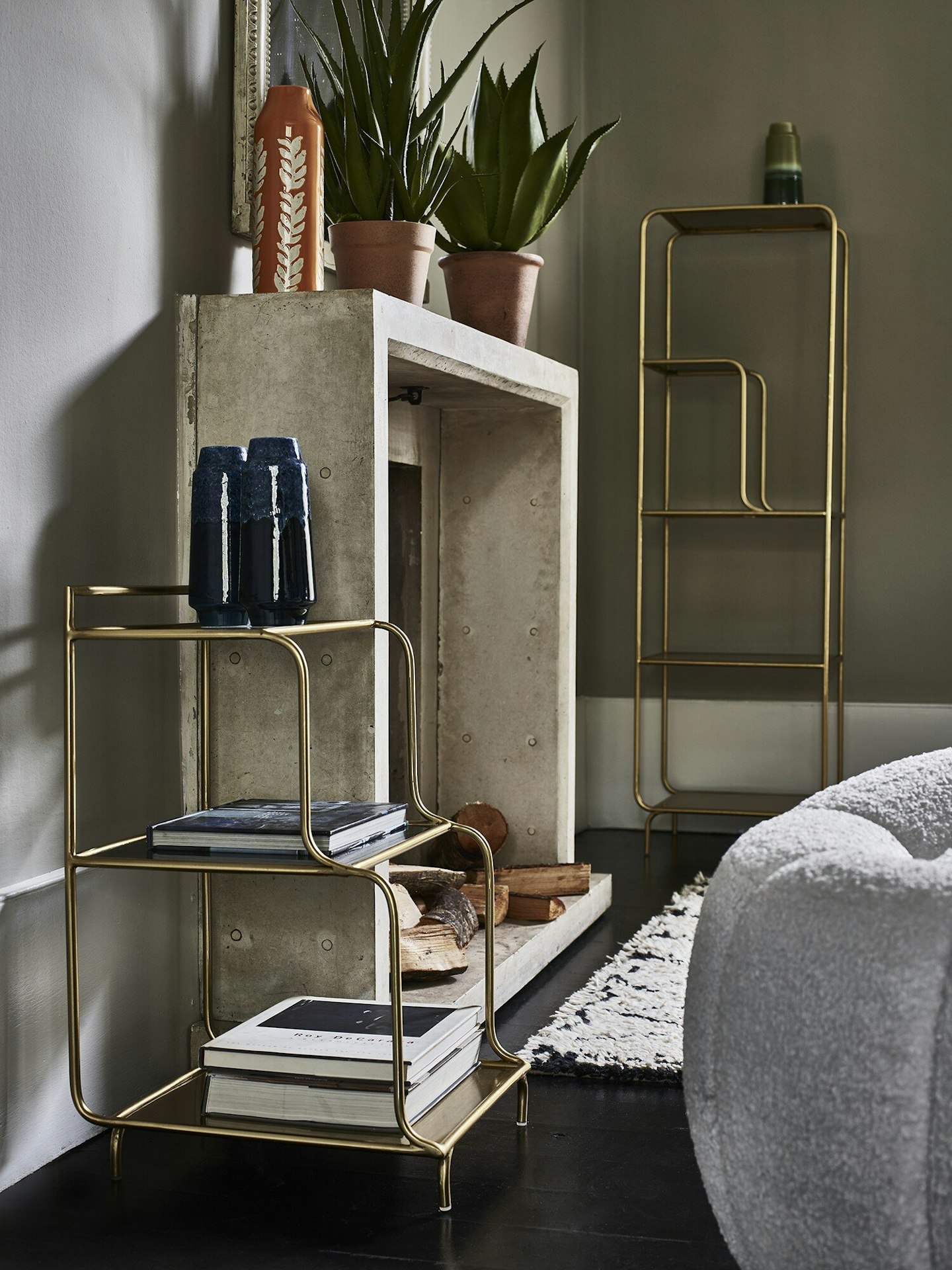 Oliver Bonas, Luciana Glass & Gold Metal Shelving Unit, £235