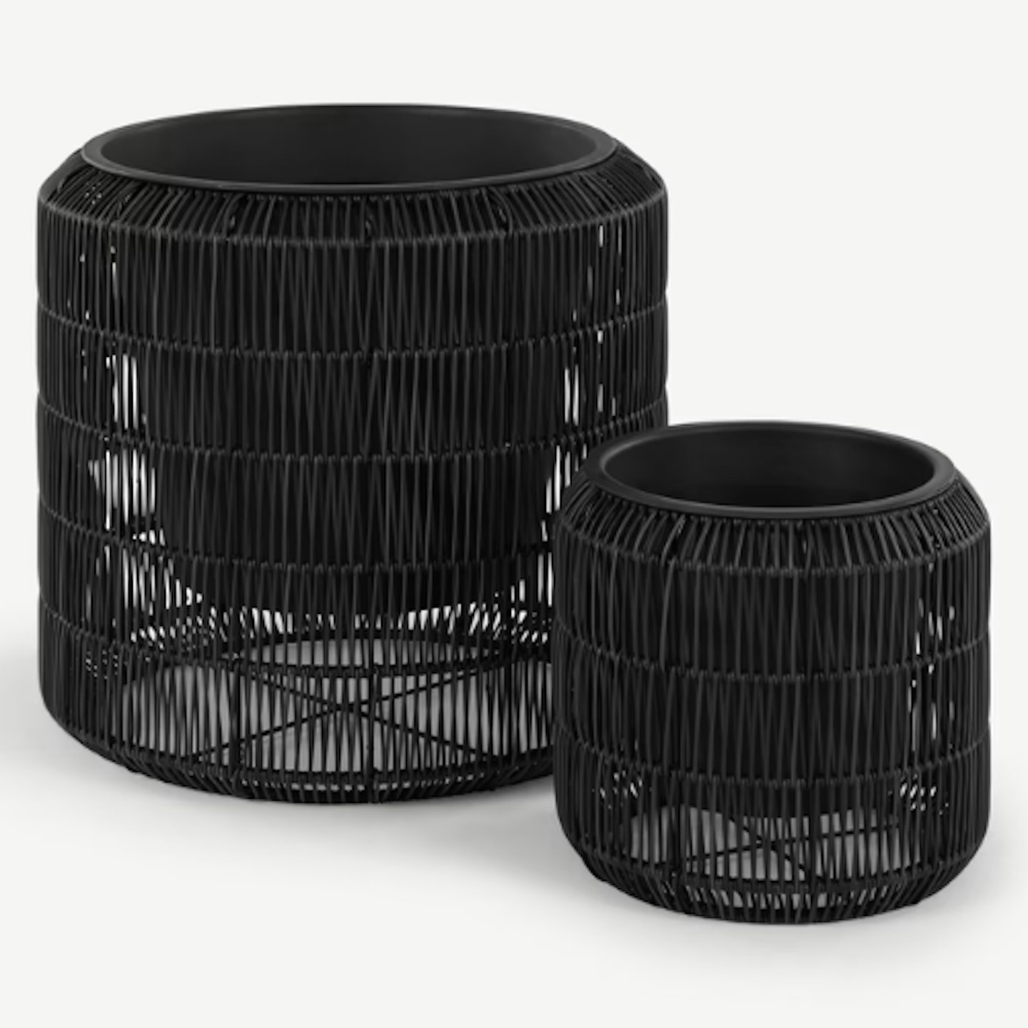 Nadda Set Of Two Round Polyrattan Plant Stands