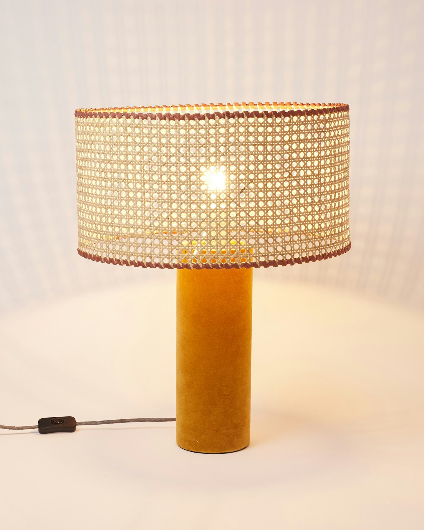 Oliver Bonas, Malia Velvet & Cane Lamp Large, £165