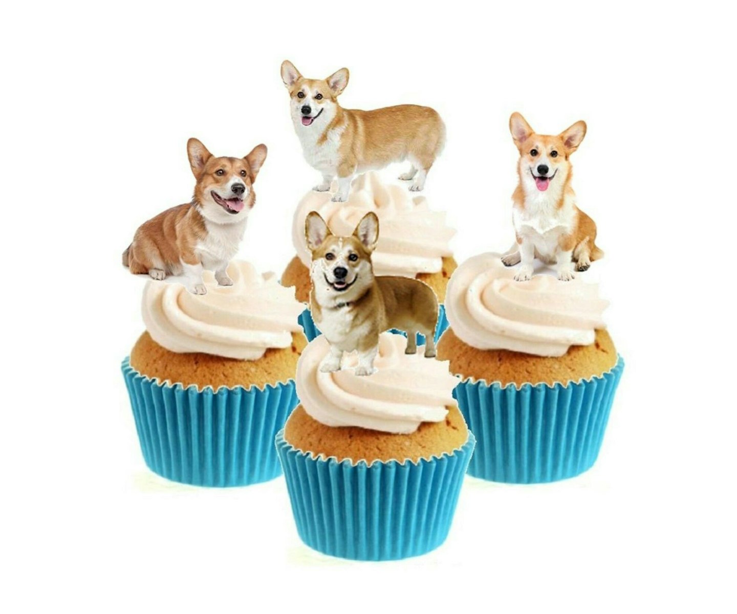 Novelty Corgi Dog Collection 12 Edible Stand Up wafer paper cake toppers