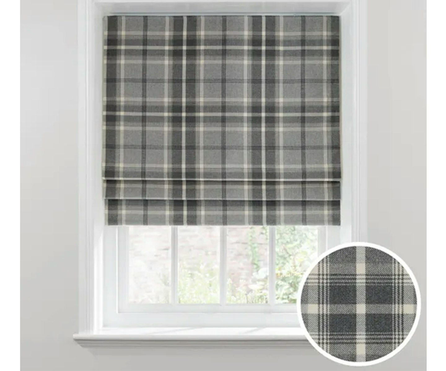 Highland Check Dove Grey Blackout Roman Blind