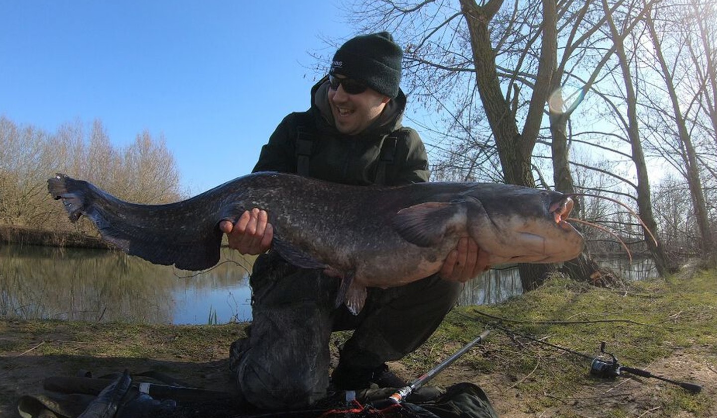 The 38lb catfish took Hayden Seabrook 12 minutes to get in