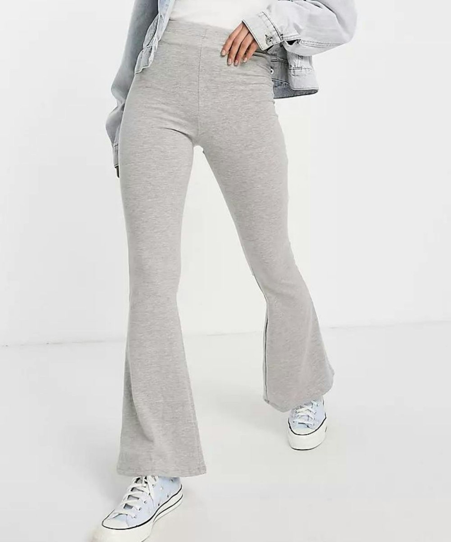 ASOS DESIGN Flare Kick Design Trousers in Grey