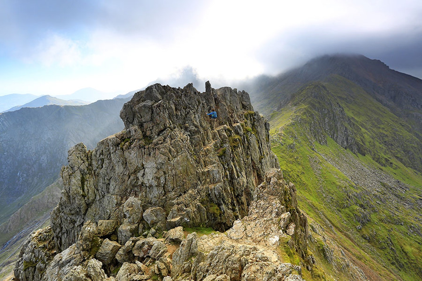 The third of Crib Goch’s pinnacle guardians, and the only one you have to climb.