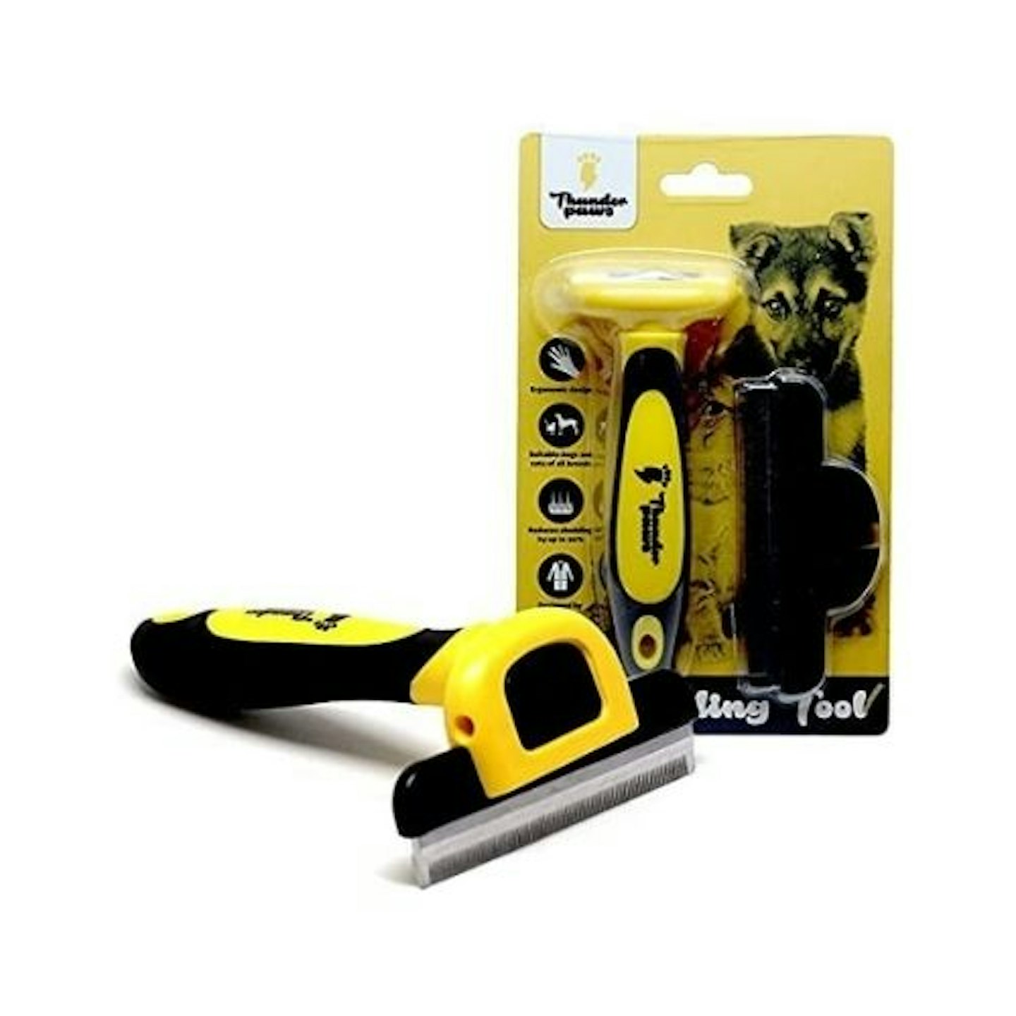 Thunderpaws Best Professional Deshedding Tool and Pet Grooming Brush