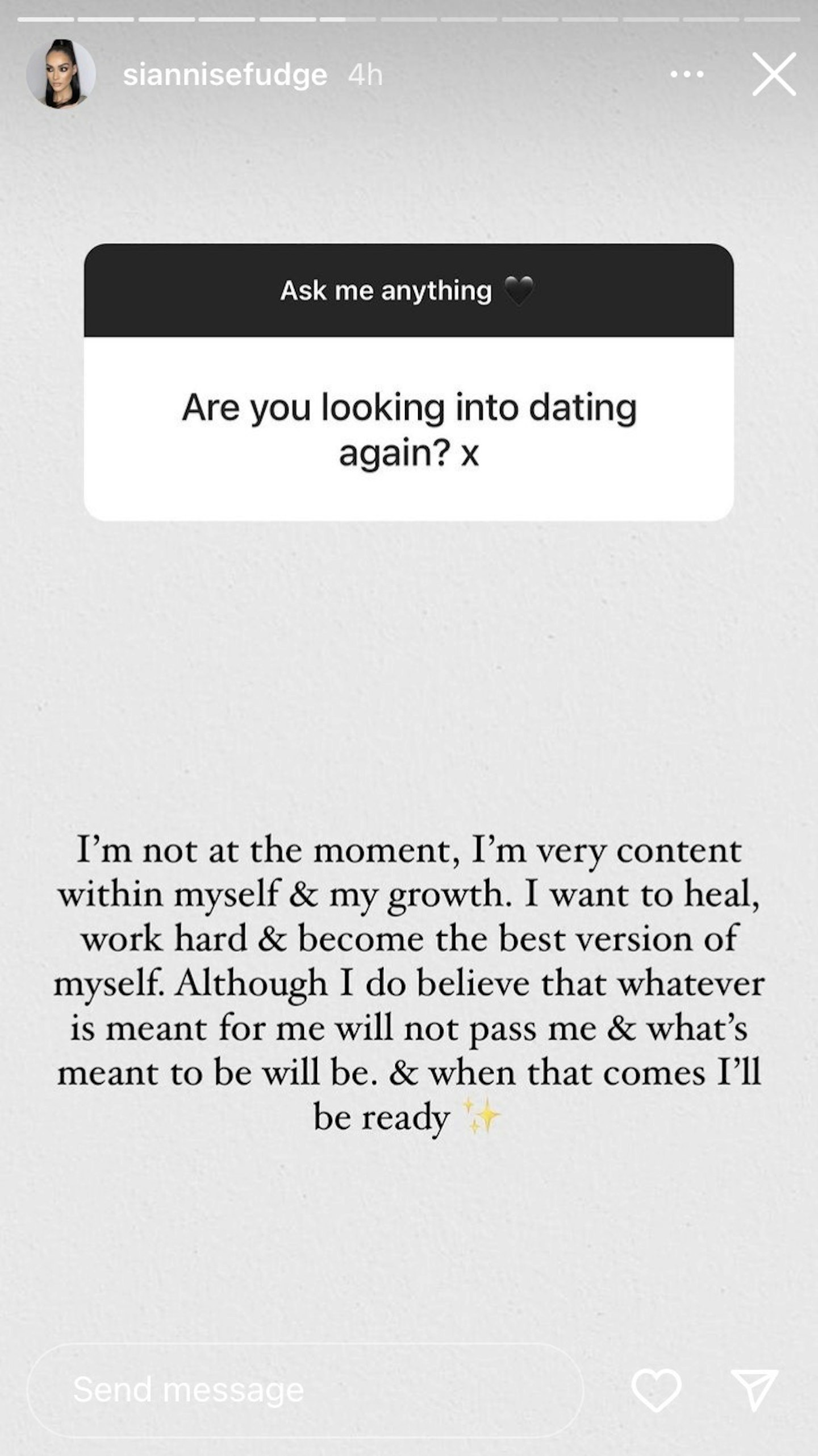 @siannisefudge's Instagram story
