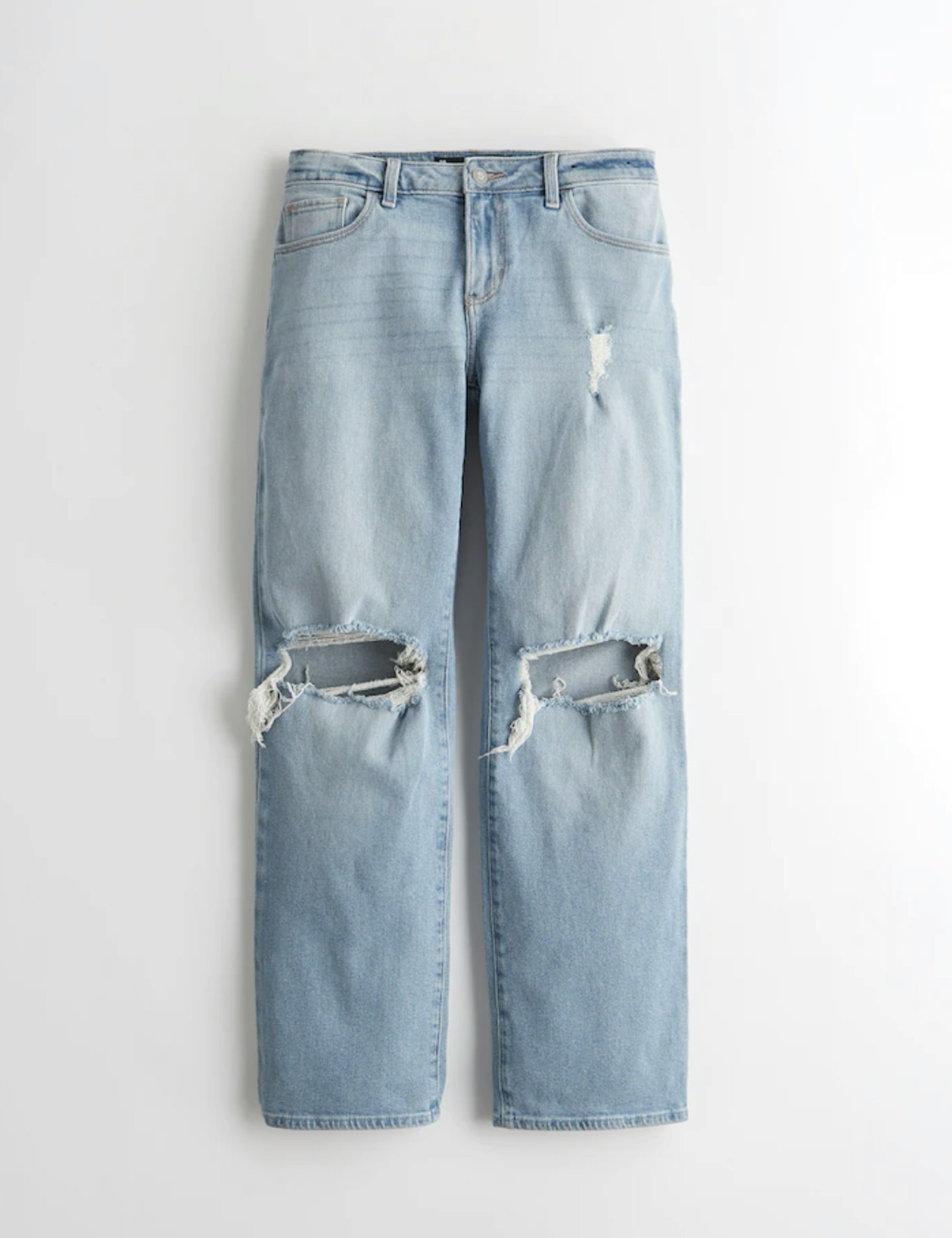 Hollister Low Rise Ripped Light Wash Dad Jeans