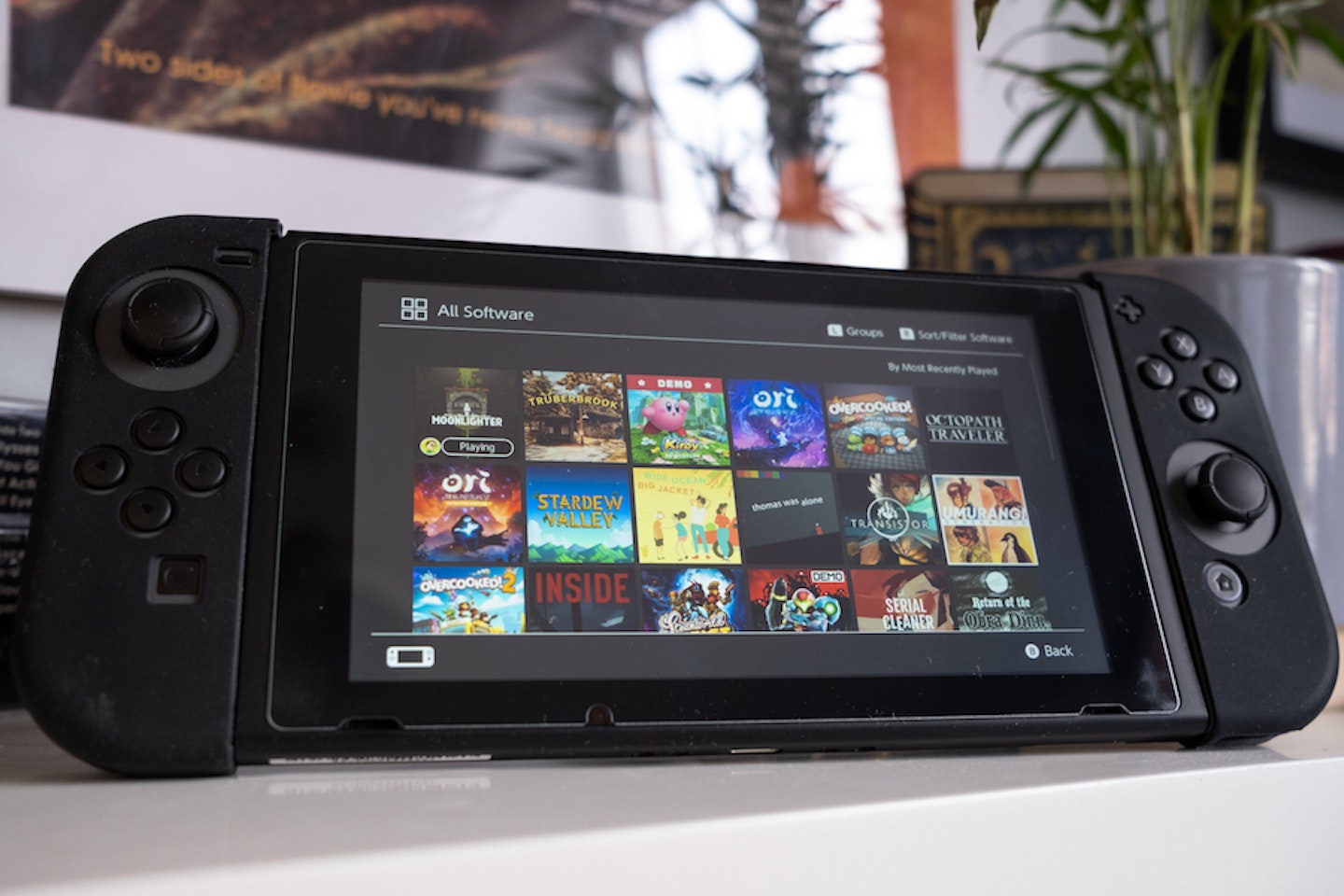 My Nintendo Switch with the installed games listed
