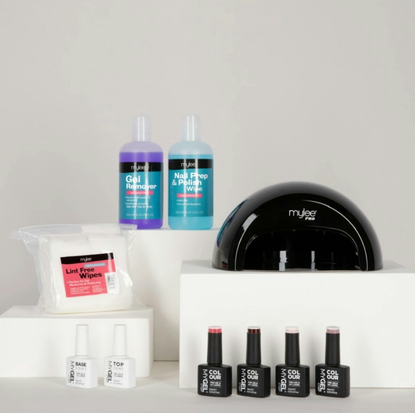 Mylee Black Convex Curing Lamp Kit w/ Gel Nail Polish Essentials