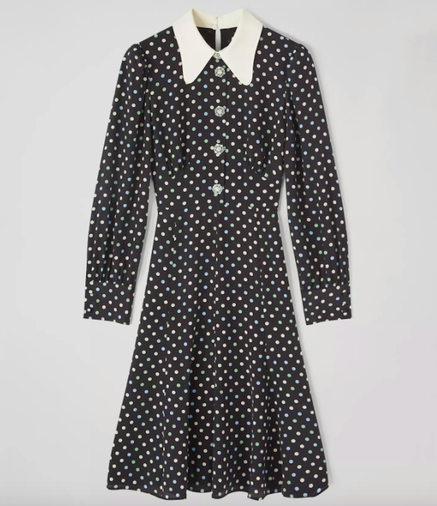 Mathilde Black And Multi Polka Dot Silk Tea Dress, £379