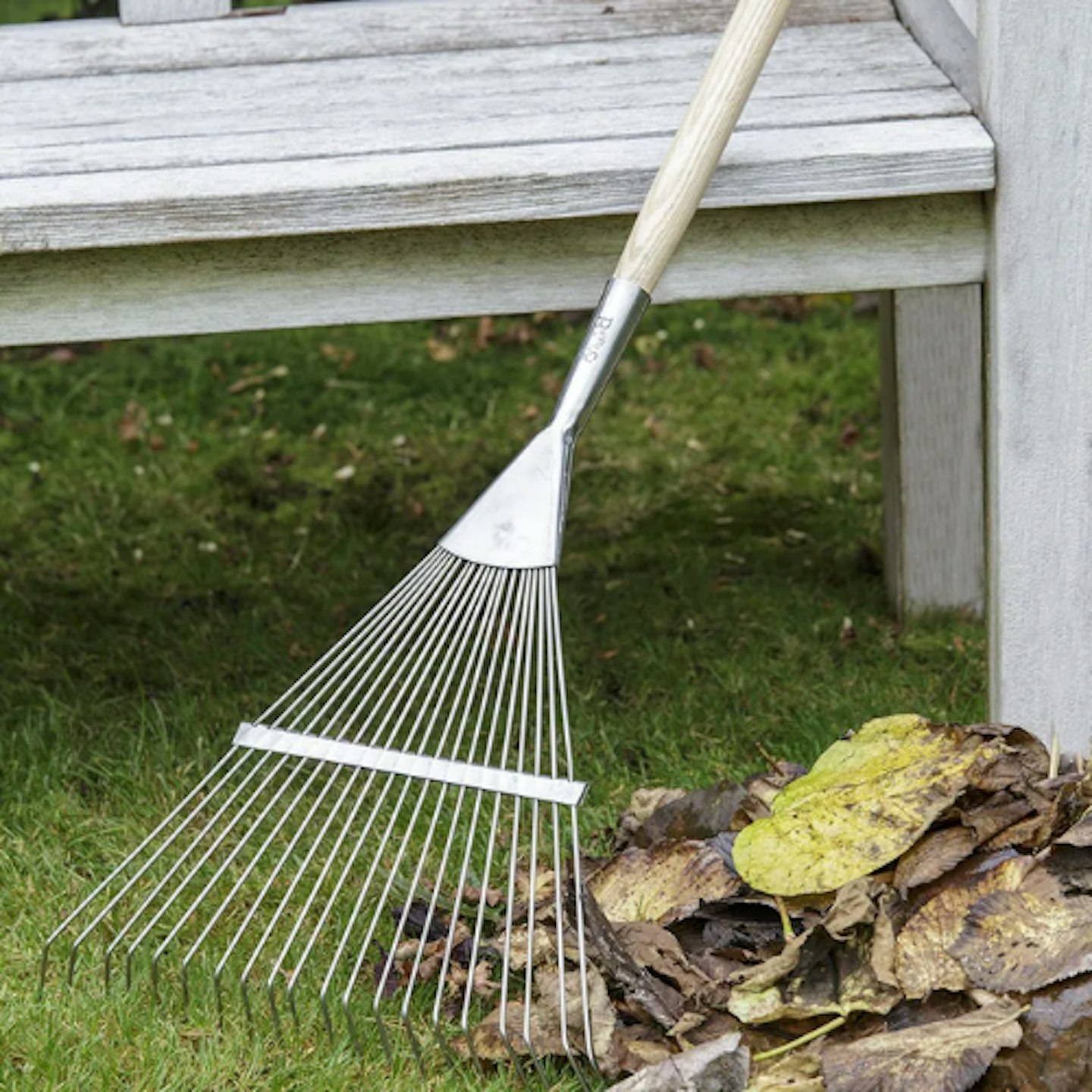 RHS Burgon and Ball Stainless Steel Flexi-Tined Lawn Rake