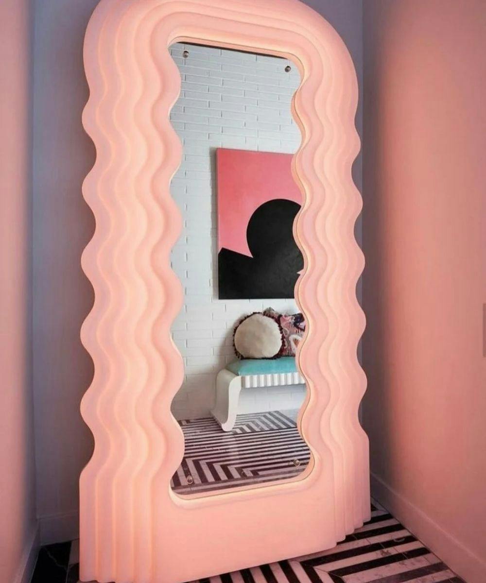 Light up wavy deals mirror