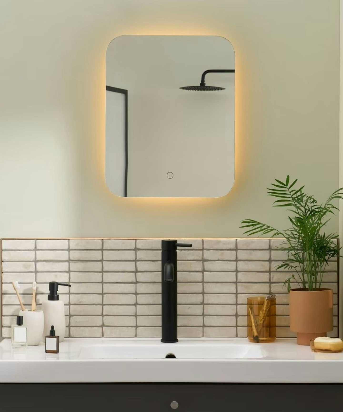 Aziz Rectangle Mirror with LED Light, £185