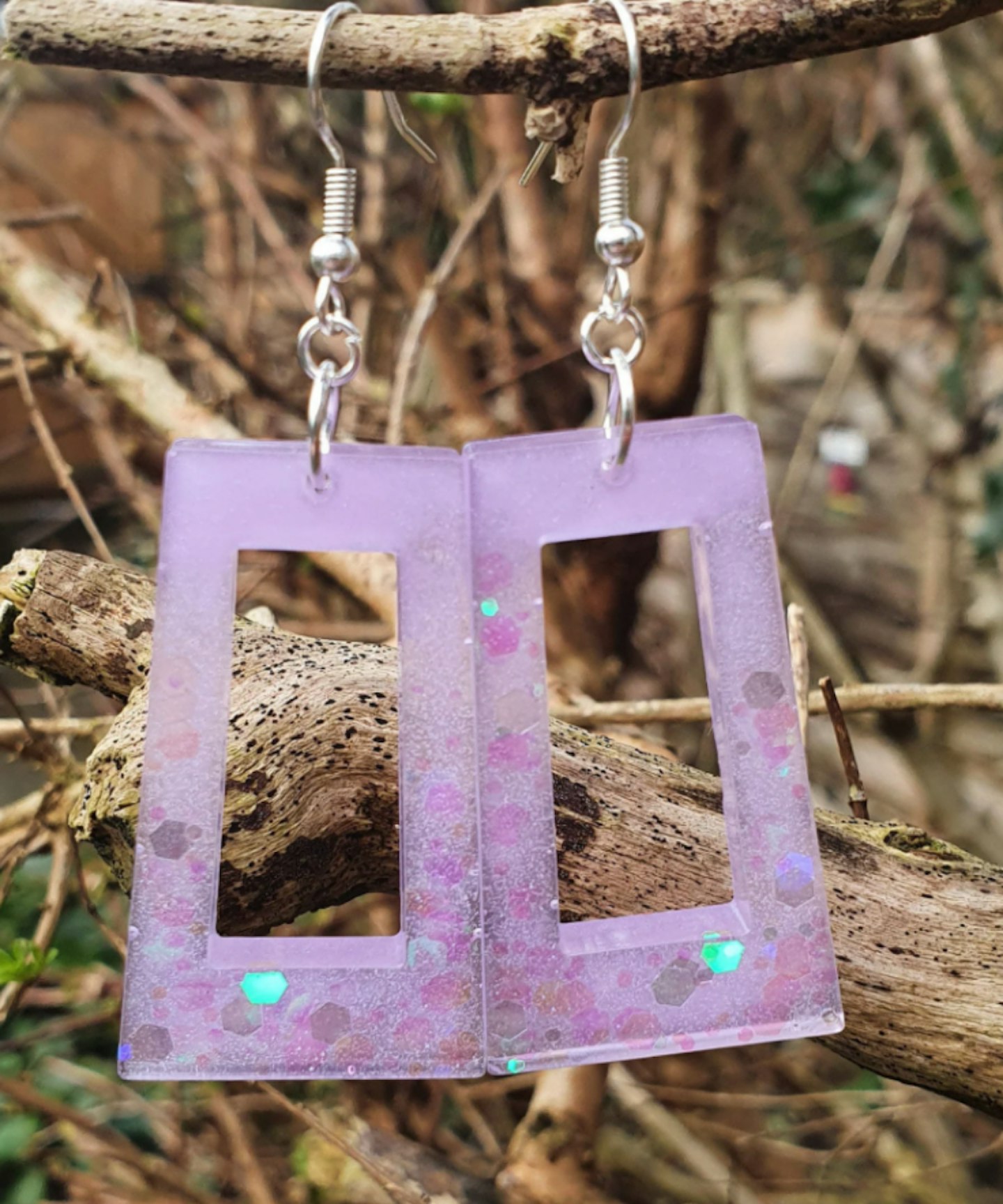 Lilac Iridescent Resin Earrings