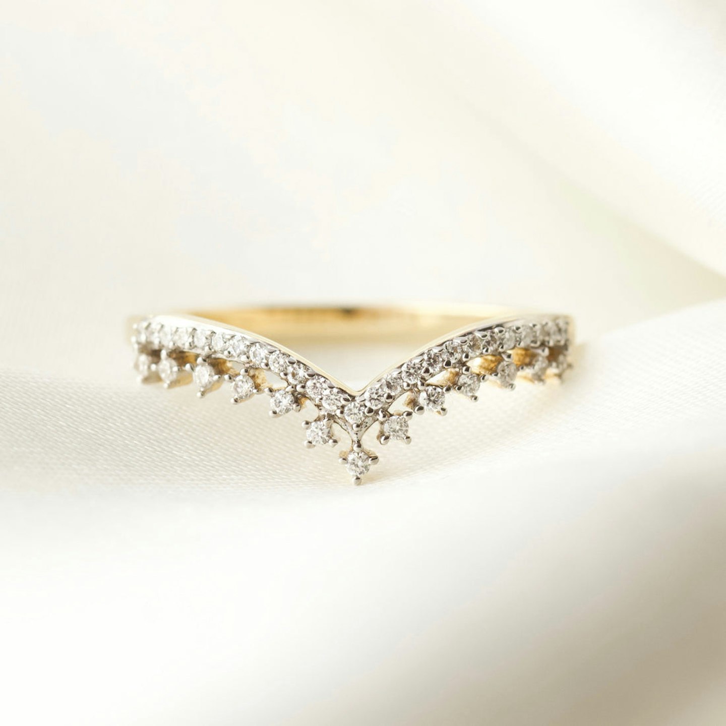 Carrie Elizabeth, Tiara Diamond Band In 14k Solid Yellow Gold, £550