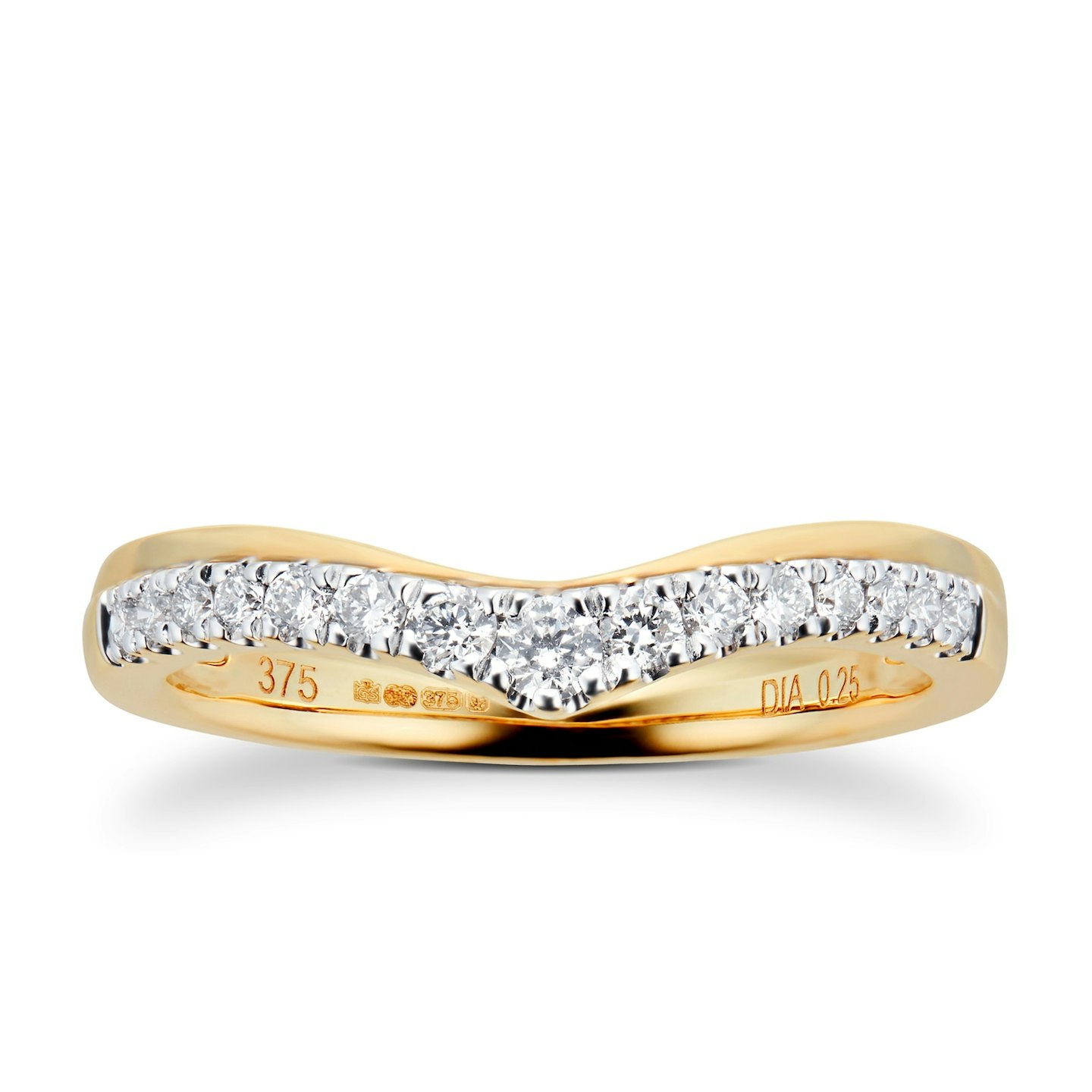 Goldsmiths, 9ct Yellow Gold 0.25ct Claw Set Diamond Wedding Ring