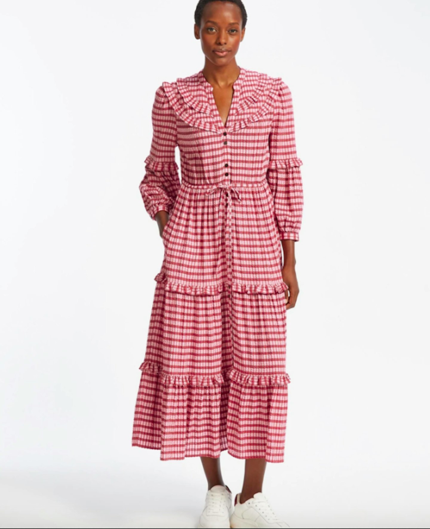 Suki Long Sleeve Frill Detail Drawstring Dress, £270