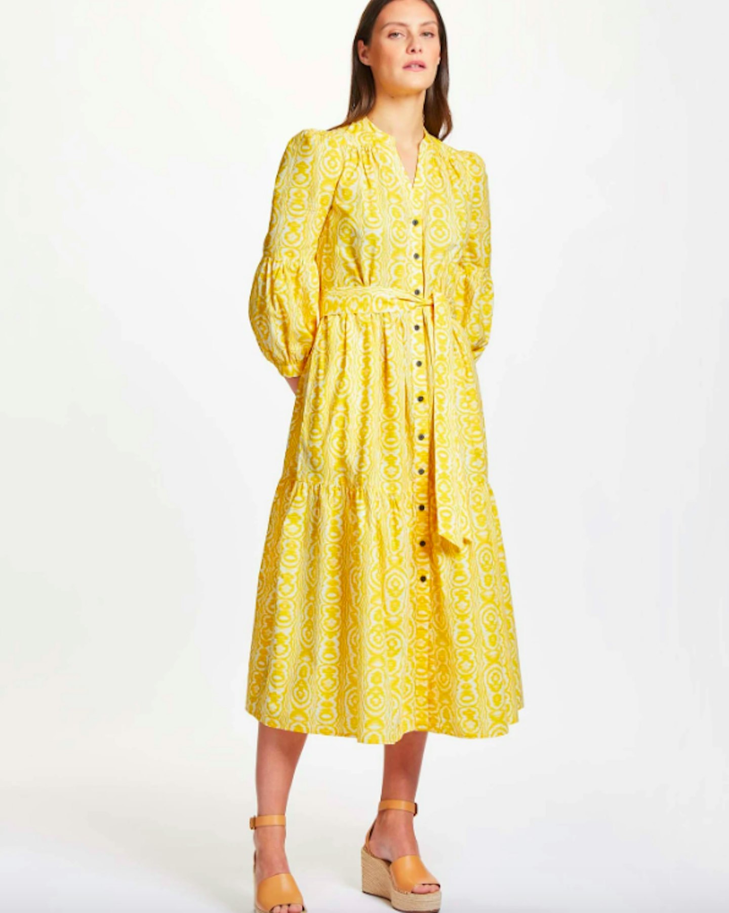 Alice V-Neck Gathered Blouson-Sleeve Maxi Shirt Dress, £270