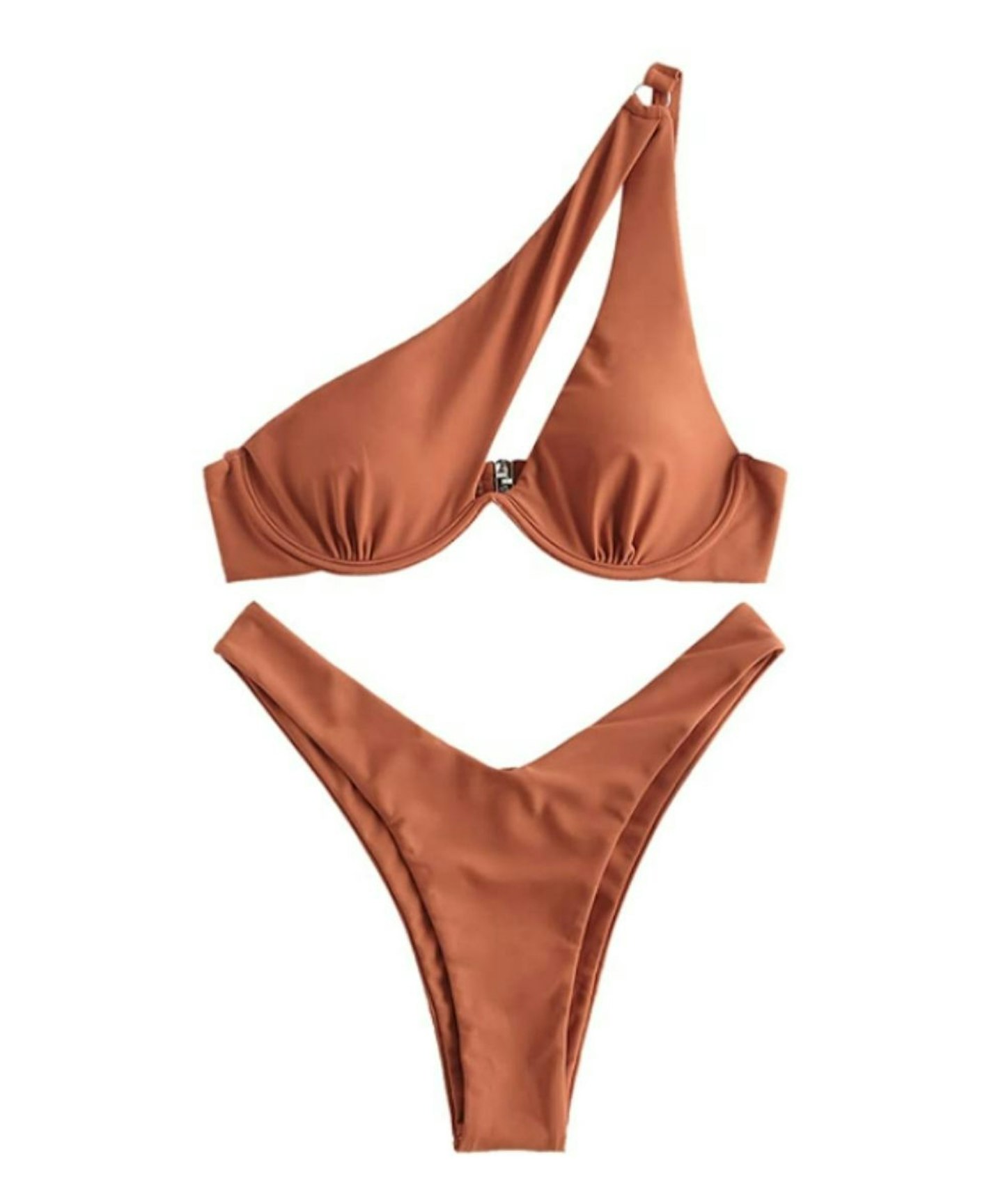 One Shoulder Triangle High Cut Bikini Set