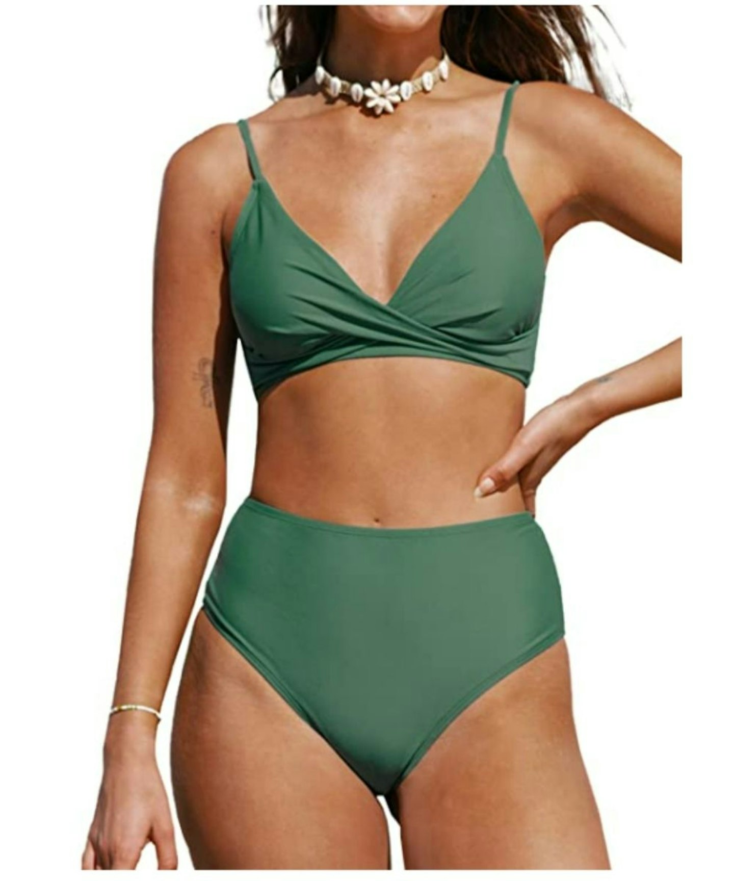 Women's V Neck Ruched Bikini Set